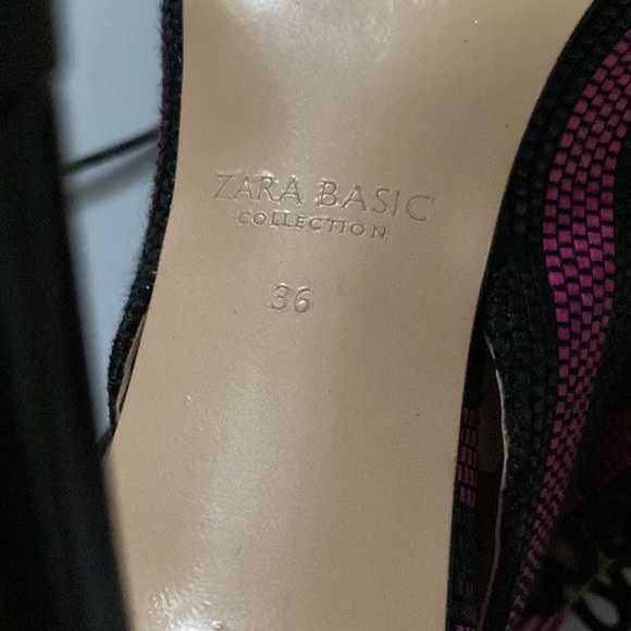 Zara Stripe Peep Toe Fringe Tie Sandals - Picture 6 of 10